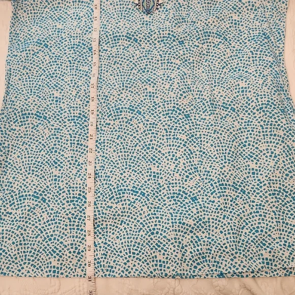 Foxcroft Turquoise and White Tunic Top - Picture 7 of 10